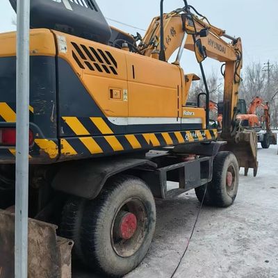 Hyundai 150w Использованный экскаватор на колесах Тяжелое оборудование для перемещения земли