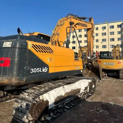 Желтый Hyundai 305 Подержанный экскаватор Digger 198kw 1900rpm Подержанная строительная машина
